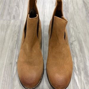 Lucky Brand Women's Suede Ankle Chelsea Booties in Cognac